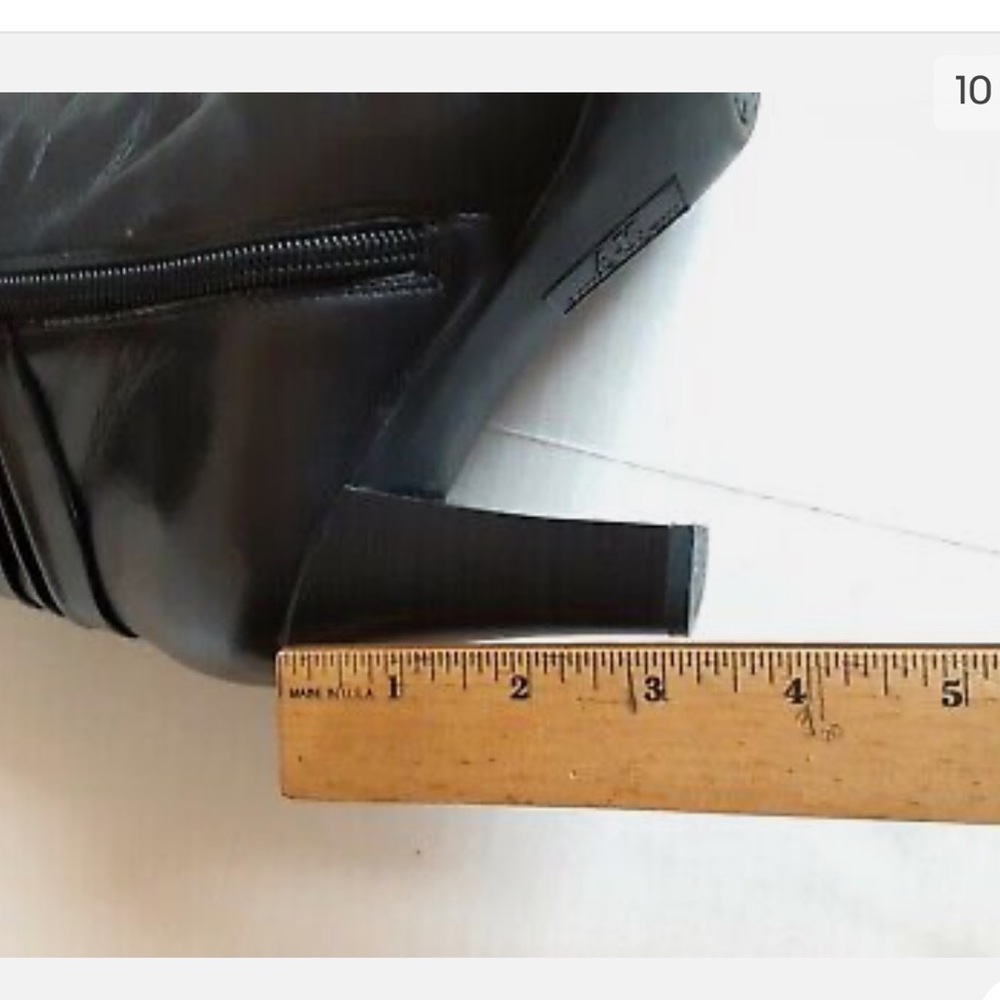 Anne Klein leather boots booties ankle black heel pump closed toe 7.5 - Picture 5 of 6